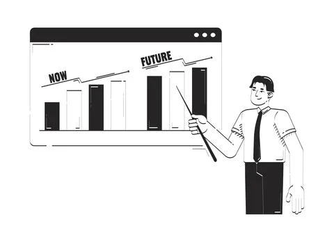 Now future business forecasting doodle line illustration concept Stock Illustration