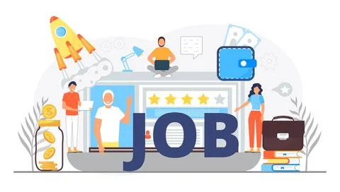 Now hiring, great gob vector illustration. Startup, gob interview online conc Stock Illustration