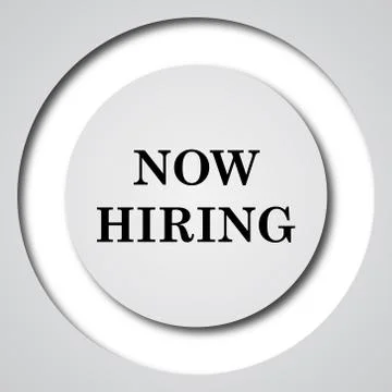 Now hiring icon. Internet button on white background.. Stock Illustration
