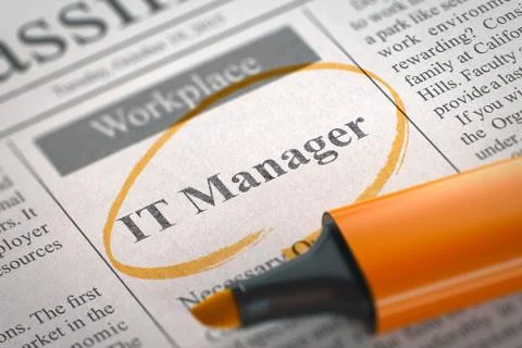 Now Hiring IT Manager. 3D Illustration Stock Illustration