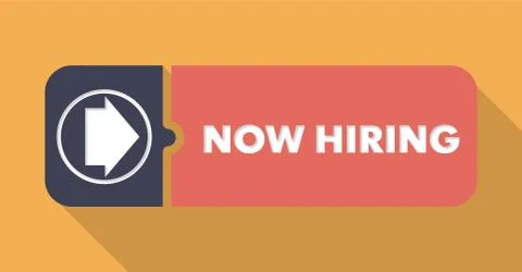 Now Hiring on Orange Background in Flat Design. Stock Illustration