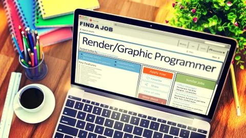 Now Hiring Rendergraphic Programmer. 3D. Stock Illustration