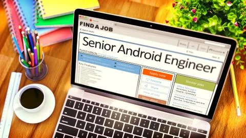 Now Hiring Senior Android Engineer. 3D. Stock Illustration