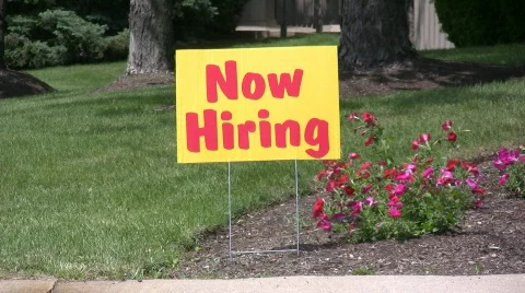 Now Hiring sign Video stock 124984