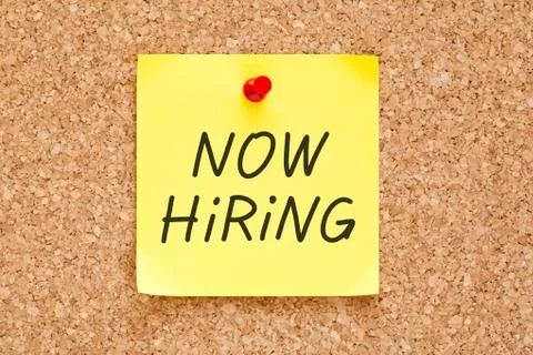 Now hiring sticky note Stock Photos