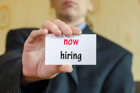 Now hiring text concept Stock Photos