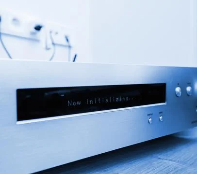 Now initializing message on new Onkyo NS-6170 network audio player with DSD 스톡 사진