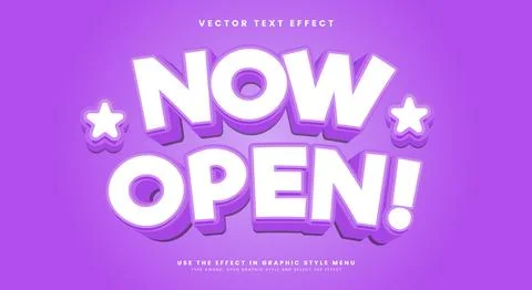 Now open 3D Editable text effect Stock Illustration
