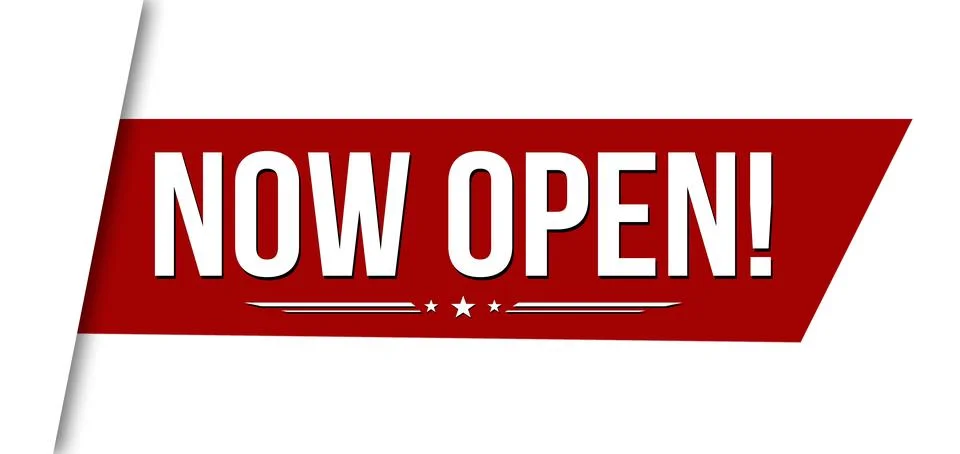Now open banner design Stock Illustration