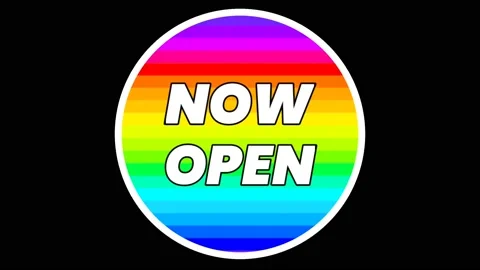 NOW OPEN Banner With running light background Stock Footage 199899760