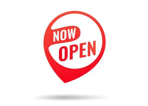 Now open banner. Vector lettering. Stock Illustration