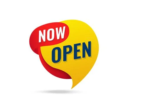 Now open banner. Vector lettering. Stock Illustration