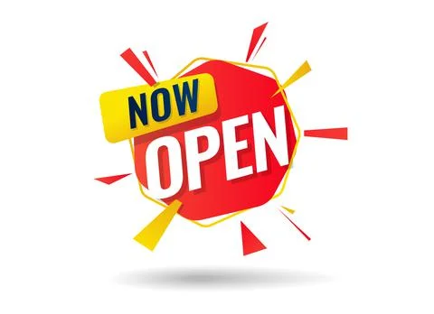 Now open banner. Vector lettering. Stock Illustration
