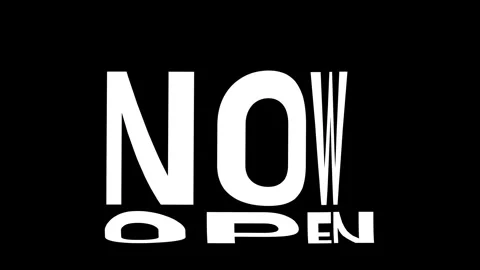 Now Open Kinetic Warp Text Animation on black background. Stock Footage 314999092