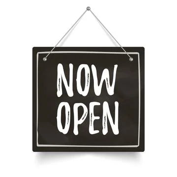 Now Open signboard. Stock Illustration