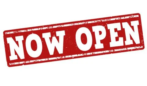 Now open stamp Illustrazione stock