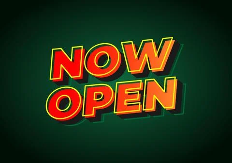 Now open. Text effect in 3d look with eye catching colors Stock Illustration