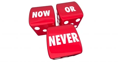 Now or Never Rolling Dice Take Chance Opportunity Animation 4K Stock Footage 60222765