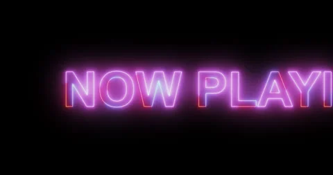 Now Playing message in neon lights passing on screen. Loop Stock Footage 330799362