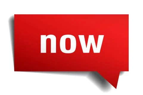 Now red 3d speech bubble Stock Illustration