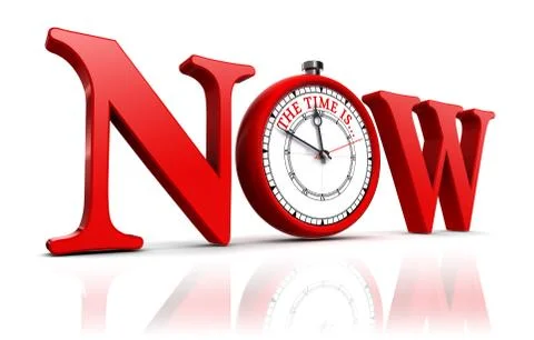 Now red word and clock Stock Illustration