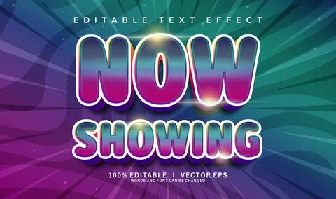 Now showing vector text effect with modern style design Stock Illustration