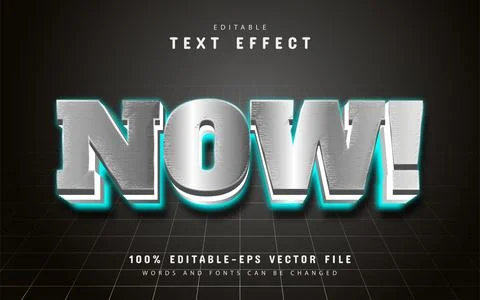 Now silver 3d editable text effect 스톡 일러스트