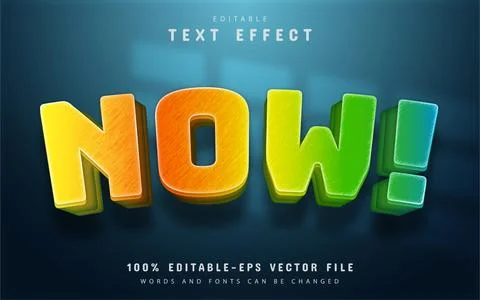 Now text, colorful gradient style text effect Stock Illustration
