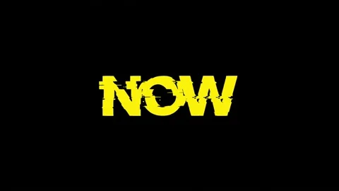 Now text with glitch screen effects on a black background. Stock Footage 150771355