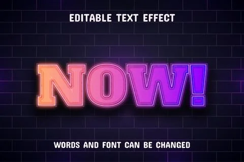 Now text - neon text effect Stock Illustration