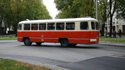 Nowa Huta old bus 04 Stock Footage 80238361