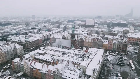 Nowfall on old city of wroclaw Stock Footage 226942048