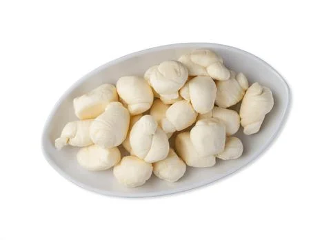 Nozinho or Knot mozzarella, typical brazilian artisanal fresh white cheese is Stock Photos