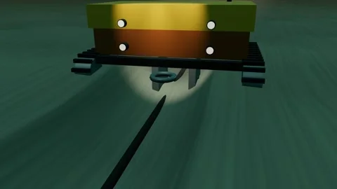 Nozzle array on a subsea cable jetting sword orbit loop Vídeo Stock 345052947