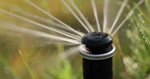 Nozzle for automatic watering of lawn grass Stock Footage 156083852