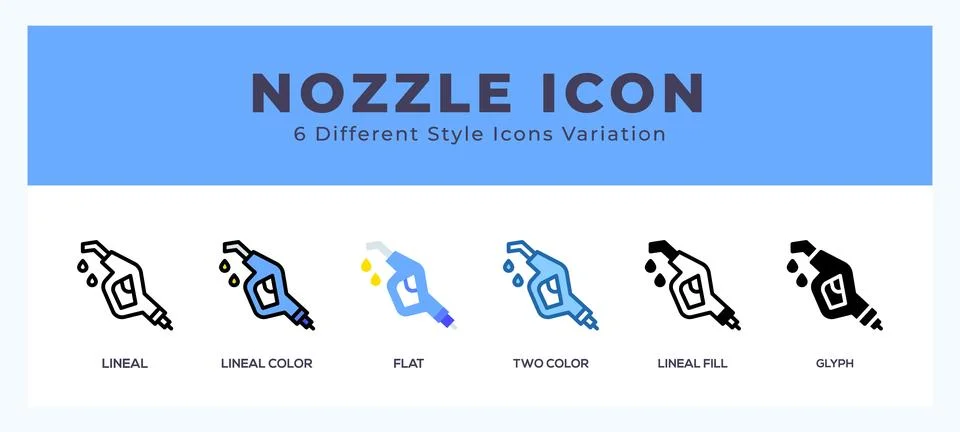 Nozzle icon set. Design elements for logo Stockillustratie