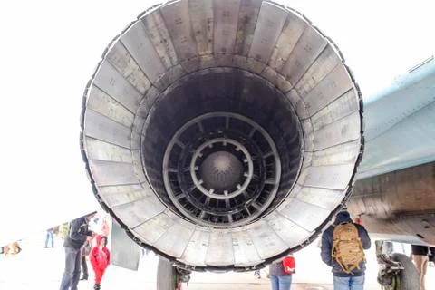 A nozzle of a jet engine with a variable thrust direction 스톡 사진