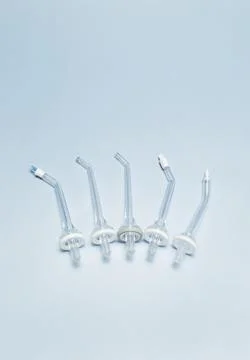 Nozzle pack, 4 tips jet for oral teeth irrigator with , dental water tooth Stock Photos