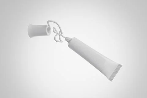 Nozzle tip tube packging mockup, white plastic soft tube Illustrazione stock
