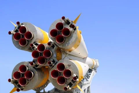 Nozzles of soyuz spacecraft Stock Photos