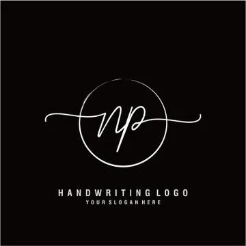 NP Initial handwriting logo design Illustrazione stock