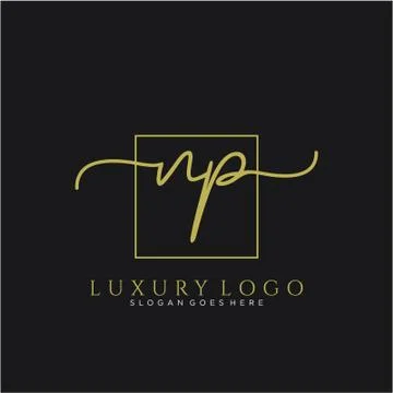NP Initial handwriting logo design Stock Illustration