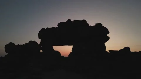 NP Isalo stone window , sunset in Madagascar, Aerial view, 4K footage 動画素材 231210497