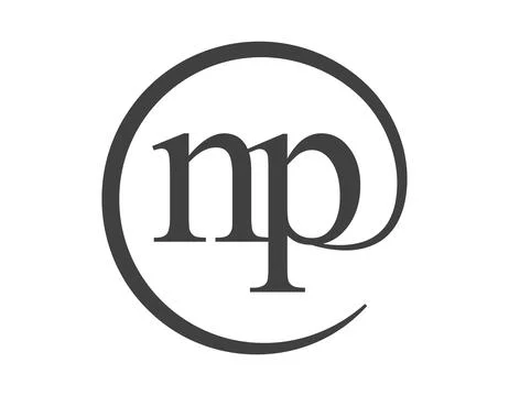NP logo from two letter with circle shape email sign style. N and P round l.. 스톡 일러스트