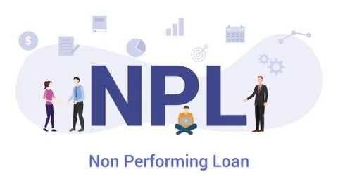 Npl non performing loan concept with big word or text and team people with mo Stock-Illustration