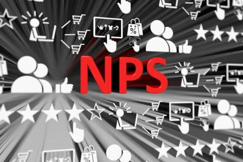 NPS concept blurred background 3d render illustration Stock Illustration