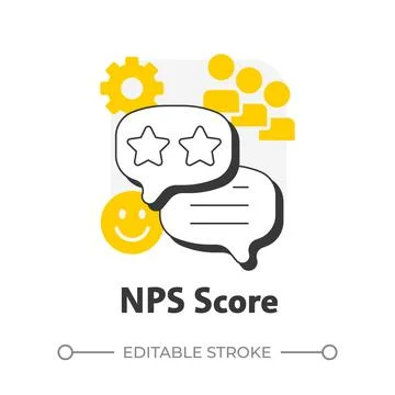 NPS score flat outline concept icon Stock Illustration