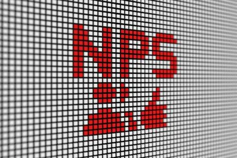 NPS text scoreboard blurred background 3d illustration Stock Illustration