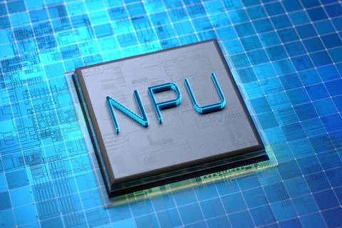 NPU. Neural Processing unit. Neural Processor. Artificial Intelligence Chip.. Stock Illustration