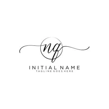 NQ Initial handwriting logo with circle template vector Stock Illustration
